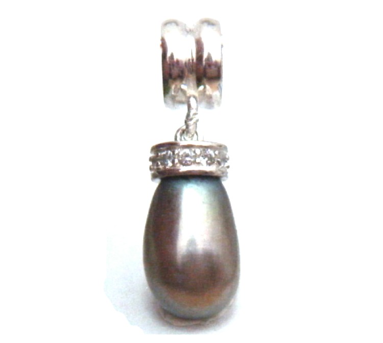 SilverGreen and Pink Pearl Pendant